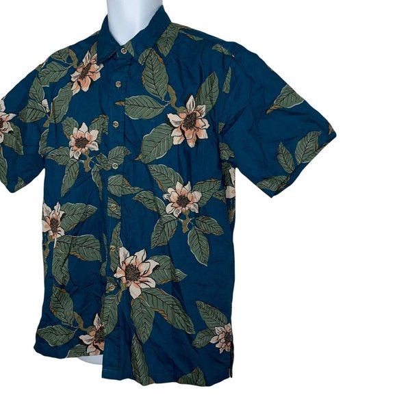 Cooke Street Vintage Y2K Blue Floral Leaf Hawaiian Button Front Shirt L - Picture 5 of 10